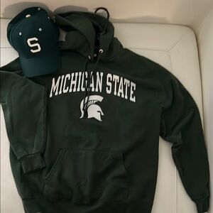Champion Green Hoodie Sweatshirt with Spartan Logo